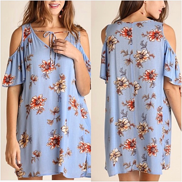 Floral Cold Shoulder Tunic Dress SML - Picture 4 of 7